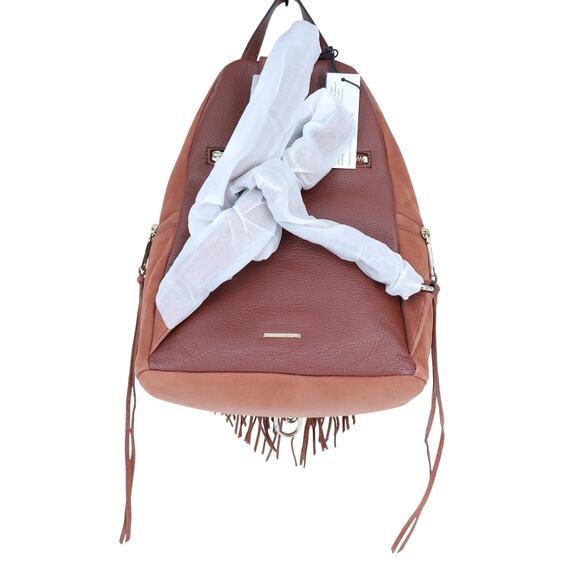 REBECCA MINKOFF Stevie Fringe Julian Backpack Whiskey Brown NWT Leather Bag main image 7